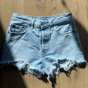 Levi’s light blue 501 jean shorts